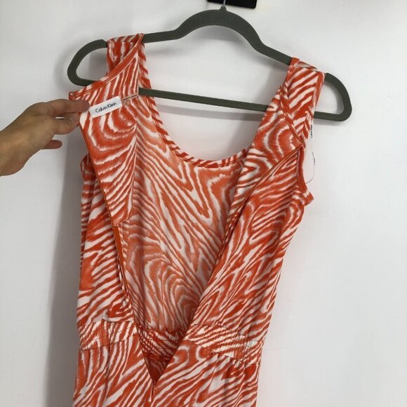 Calvin Klein Orange  & White Zebra Romper Jumpsuit Size 2 - Picture 10 of 16